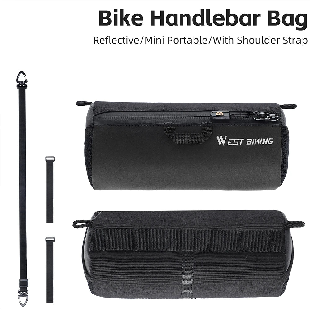 1L Reflective Bicycle Handlebar Bag Front Bike Bags With Adjustable Strap Portable Shoulder Bag For Cycling Road Bike Scooter