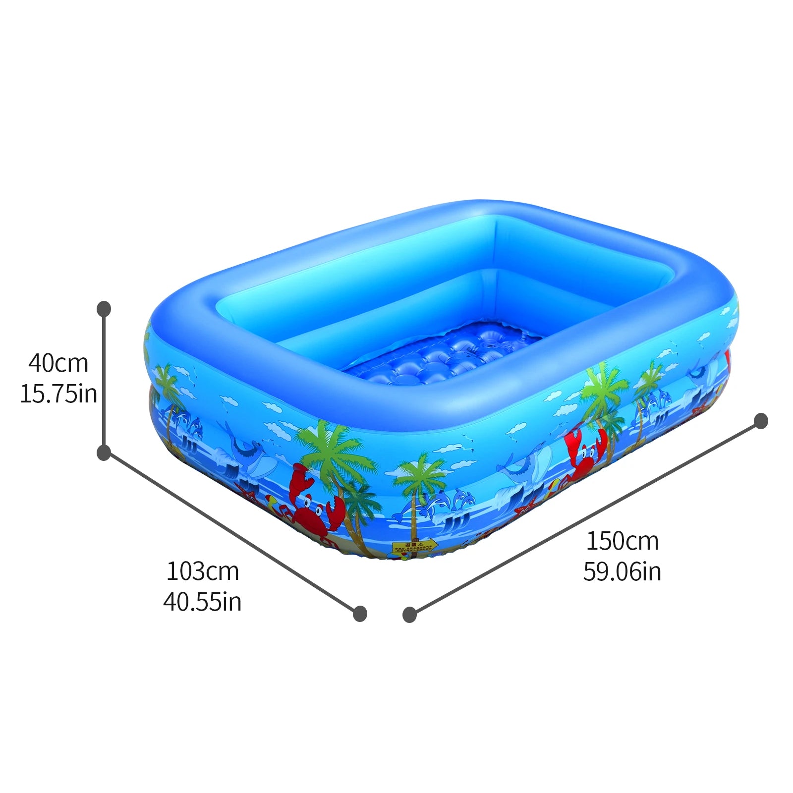 120cm~150cm Inflatable Ball Pit Pool for Kids, Toddlers, Blow Up PVC Swimming Pool for Indoor Outdoor Water Party Backyard, Blue
