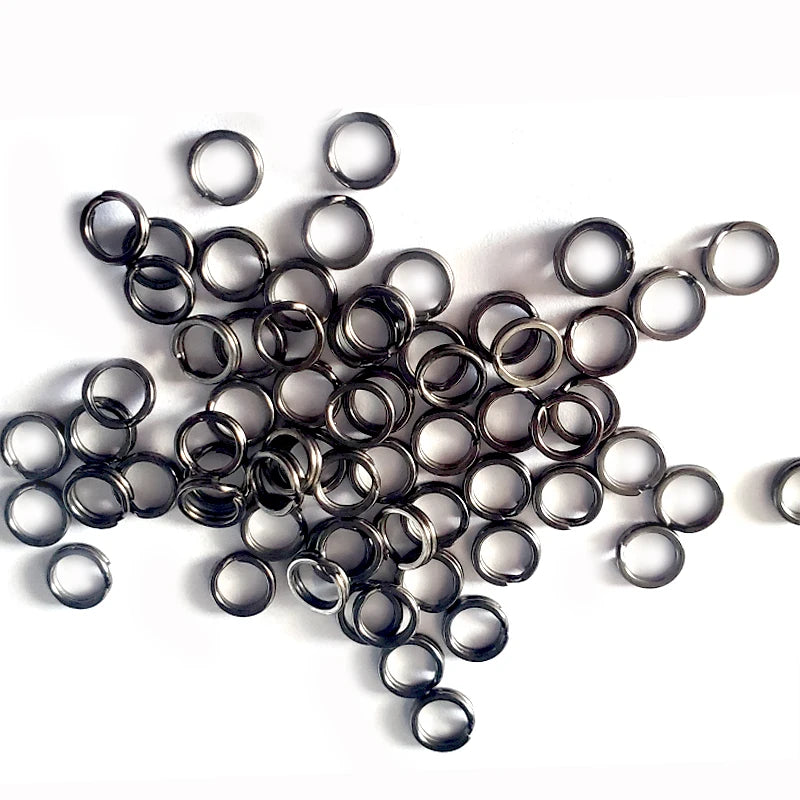 TAKEDO 100PCS/BAG New Arrival Black Nickel Flaser Double Split Ring Stainless Steel Fishing Accessories Connector Fishing Lures