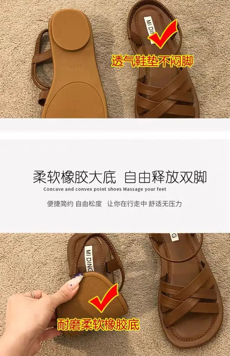 Summer Sandals New Fashion Simple Women Shoes Soft Comfort Versatile Flat Shoe Beach Retro Daily Roman Shoes Босоножки Женские - memorylane shop