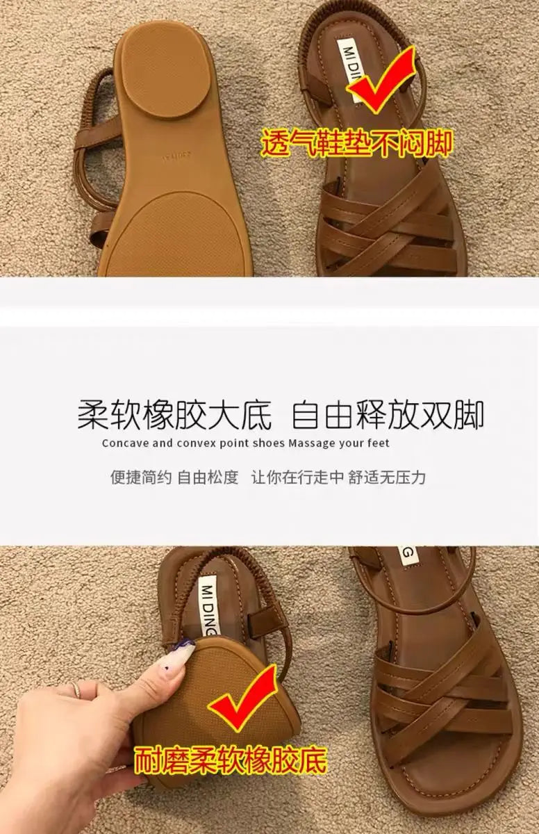 Summer Sandals New Fashion Simple Women Shoes Soft Comfort Versatile Flat Shoe Beach Retro Daily Roman Shoes Босоножки Женские