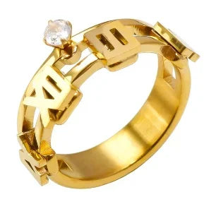 Stainless Steel Zircon Ring for Women – Waterproof Romantic Jewelry