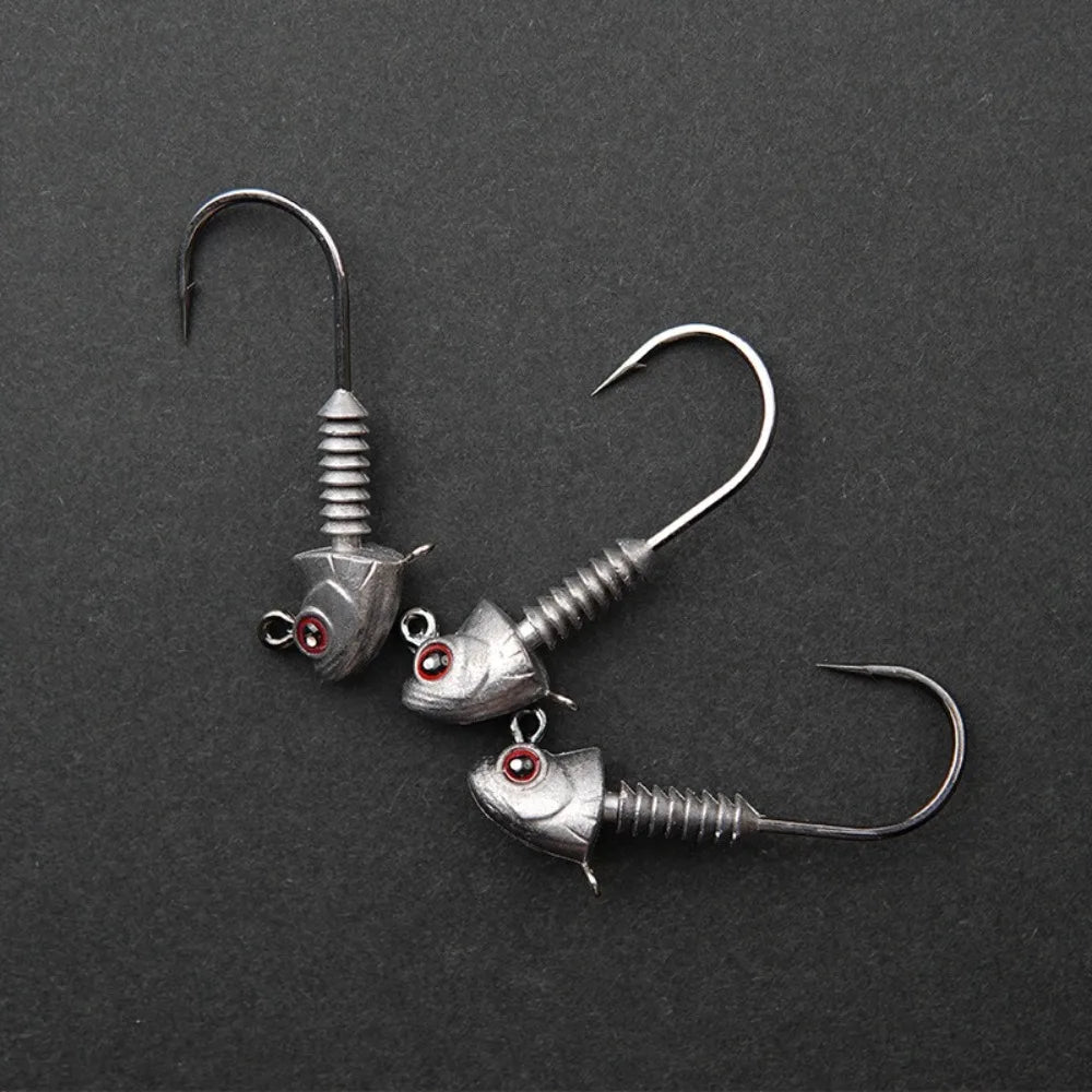 15PCS Swimbait Hook Jig Head High Strength Fishing Worm Lure Hooks For Seawater Freshwater Fishhook Fishing Tackle Luminous Eyes