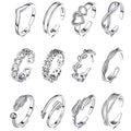 12pcs Summer Toe Rings For Women Outdoor Beach Vacation Open Adjustable Metal Women's Foot Ring Heart Foot Ring Set