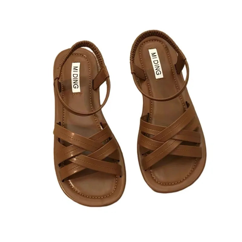 Summer Sandals New Fashion Simple Women Shoes Soft Comfort Versatile Flat Shoe Beach Retro Daily Roman Shoes Босоножки Женские