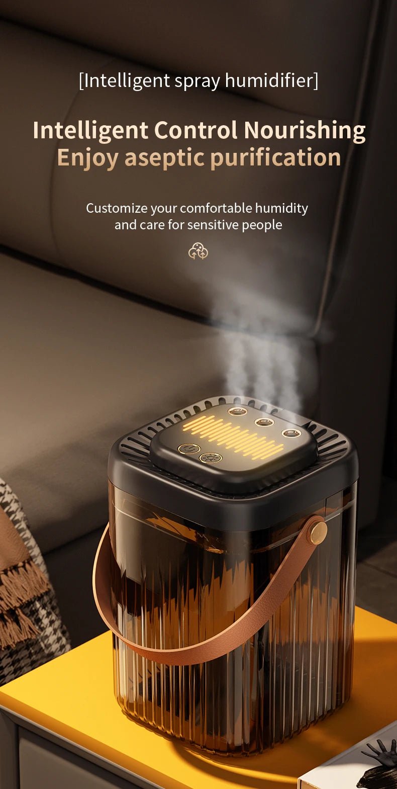 3L Air Humidifier 3 Nozzles Smart Cool Mist Humidifier For Home Bedroom Office night light USB Humidifier Diffuser - memorylane shop