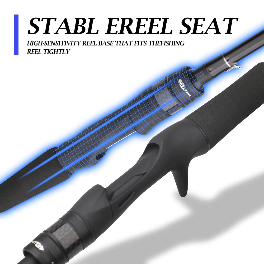 ROLLFISH Carbon Fiber Spinning Casting Fishing Rod M Power Fast Action For Freshwater & Saltwater Bass Trout Carp Fish