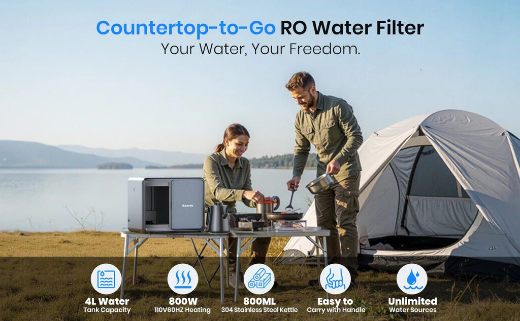 Raorio Camping Water Drinking Filter Outdoor Intelligent ReverseOsmosis System Portable Heating Water 5 Stage RO&UV Purification - memorylane shop