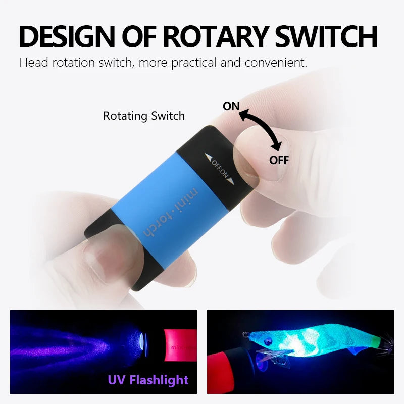 LETOYO UV Flashlights Led Mini USB Light Portable Rechargeable Waterproof Flashlight for squid jig metal jig fishing accessories