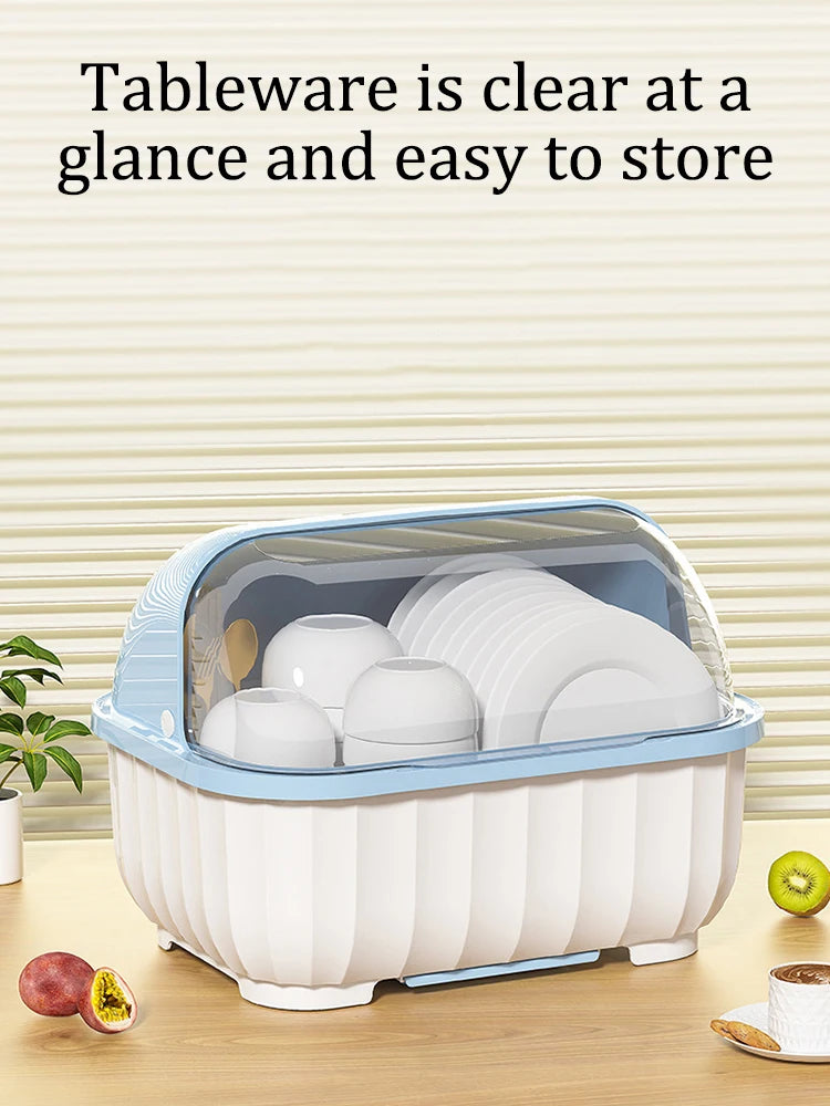 Kitchen Dish Drain Cabinet with Lid – Tableware & Chopstick Storage Box