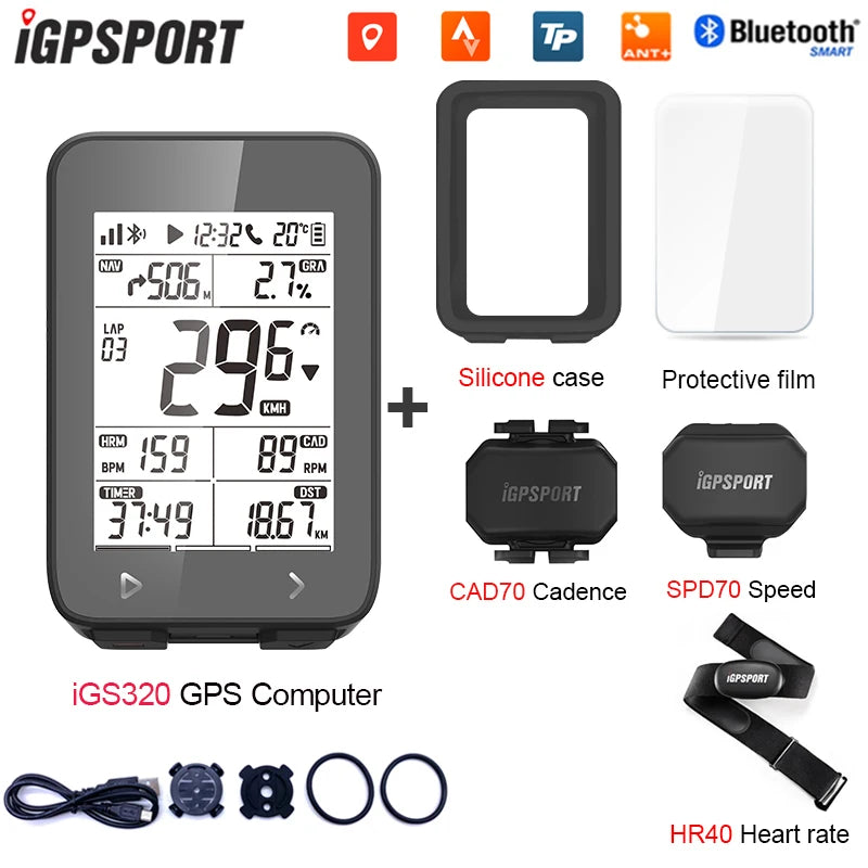 IGPSPORT iGS320 TYPE-C Blu5.0 ANT+ long battery 2.4 inch Outdoor Gps Bike Computer Navigation Tracking Wireless Speedometer