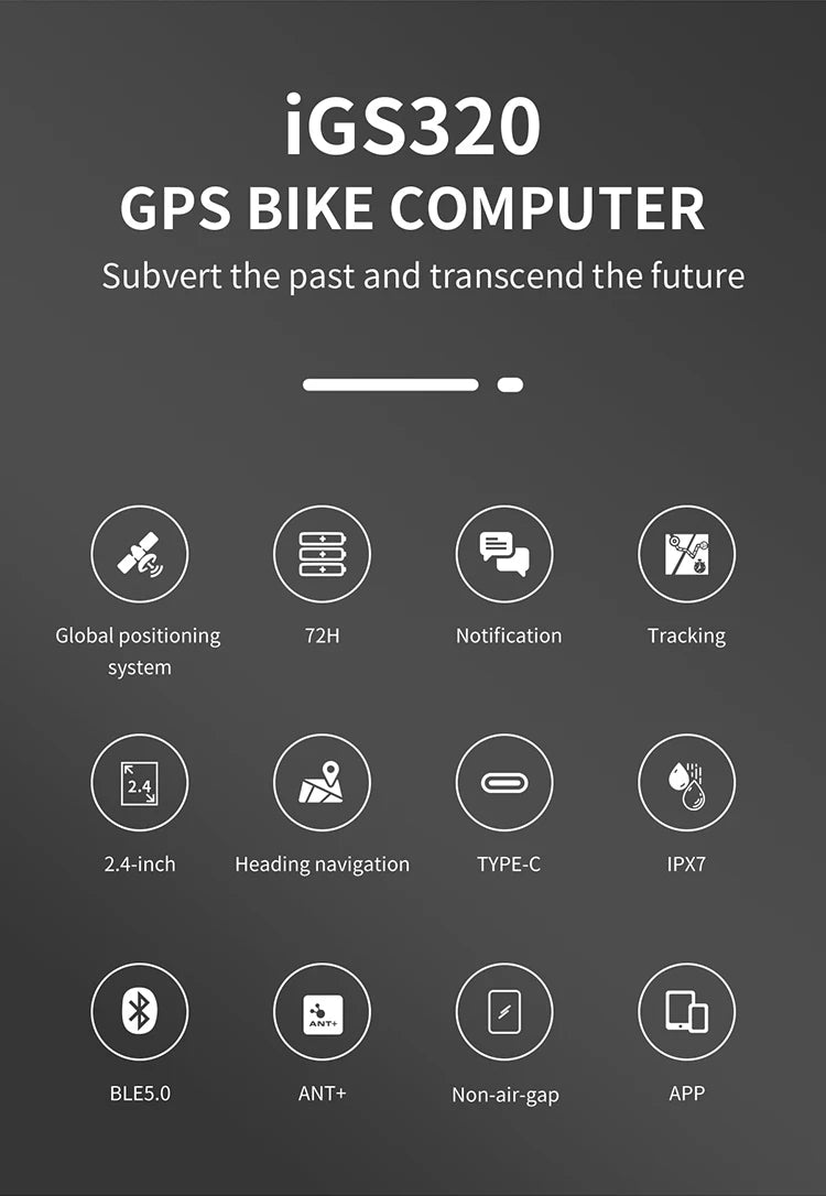 IGPSPORT iGS320 TYPE - C Blu5.0 ANT+ long battery 2.4 inch Outdoor Gps Bike Computer Navigation Tracking Wireless Speedometer - memorylane shop