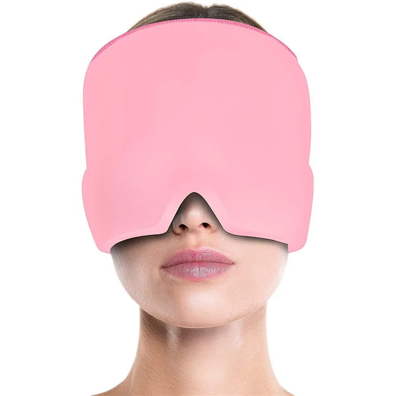 "Gel Ice Headache & Migraine Relief Hat, Cold Compress Therapy Cap, Ice Head Wrap & Eye Mask for Pain Relief