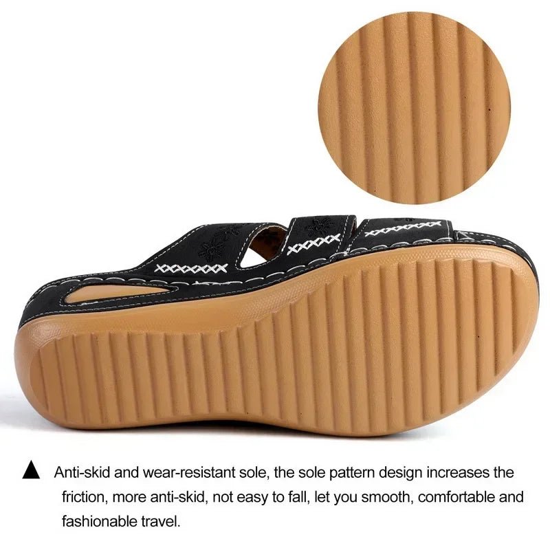Summer 2025 women's sandals with exposed toes, retro anti slip leather casual women's fashionable versatile sandals - memorylane shop