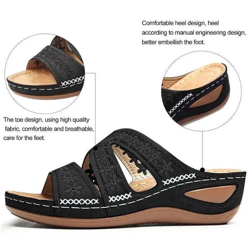Summer 2025 women's sandals with exposed toes, retro anti slip leather casual women's fashionable versatile sandals - memorylane shop