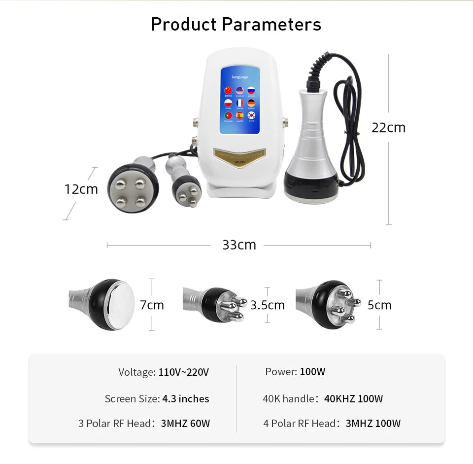 40K 3-in-1 Ultrasonic Body Shaping Instrument Negative Pressure Slimming Beauty Massage  Facial Care Beauty Salon Dedicated