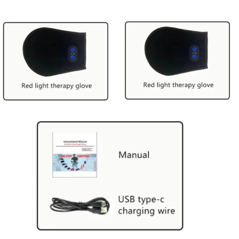 Wireless Red Light Therapy Glove for Hands，660&850 nm Near-Infrared light Pain Relief for Arthritis, Carpal Tunnel, Sore Muscles