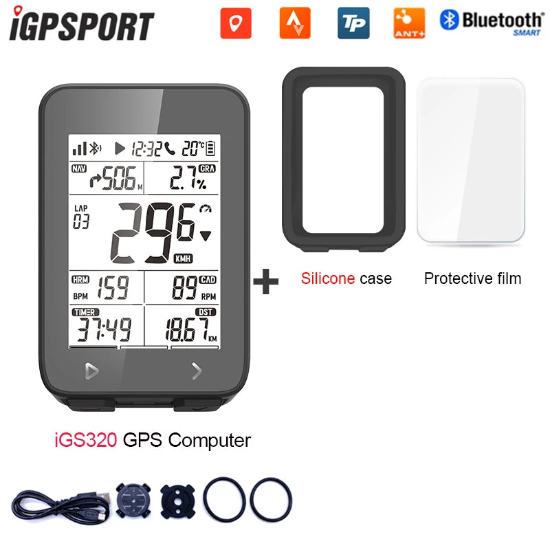 IGPSPORT iGS320 TYPE-C Blu5.0 ANT+ long battery 2.4 inch Outdoor Gps Bike Computer Navigation Tracking Wireless Speedometer