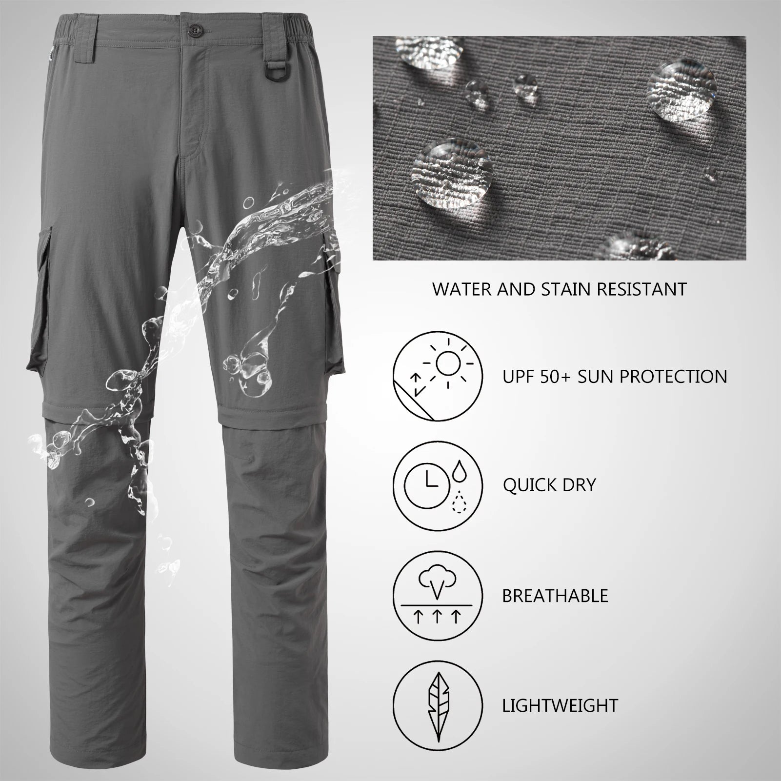 Bassdash Men’s Outdoor Quick Dry Convertible Pants Zip-Off Water Resistant Lightweight Fishing Hiking Cargo Shorts with UPF50+