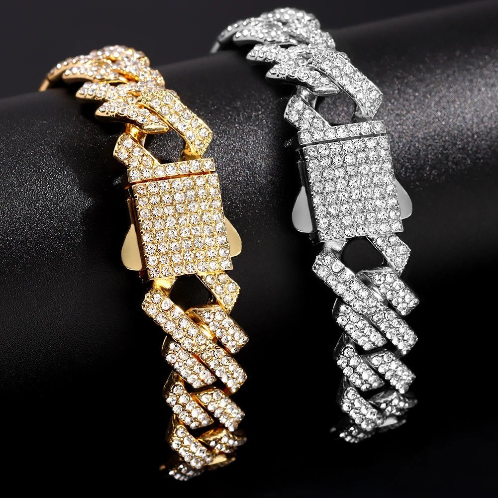 Summer 14MM Chunky Cuban Anklet For Women Gold - plated Rhombus Cuban Link Chain Anklets Beach Sandals Jewelry New - memorylane shop