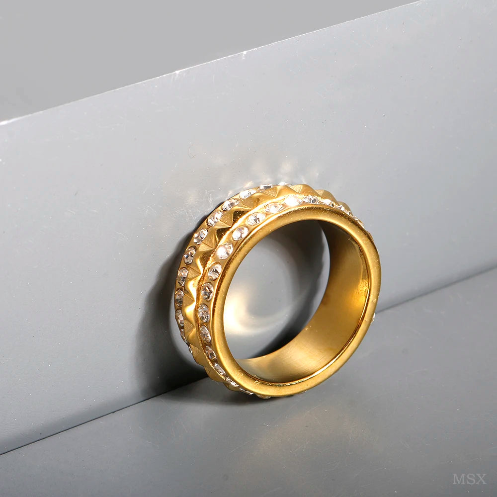 Stainless Steel Zircon Ring for Women – Waterproof Romantic Jewelry