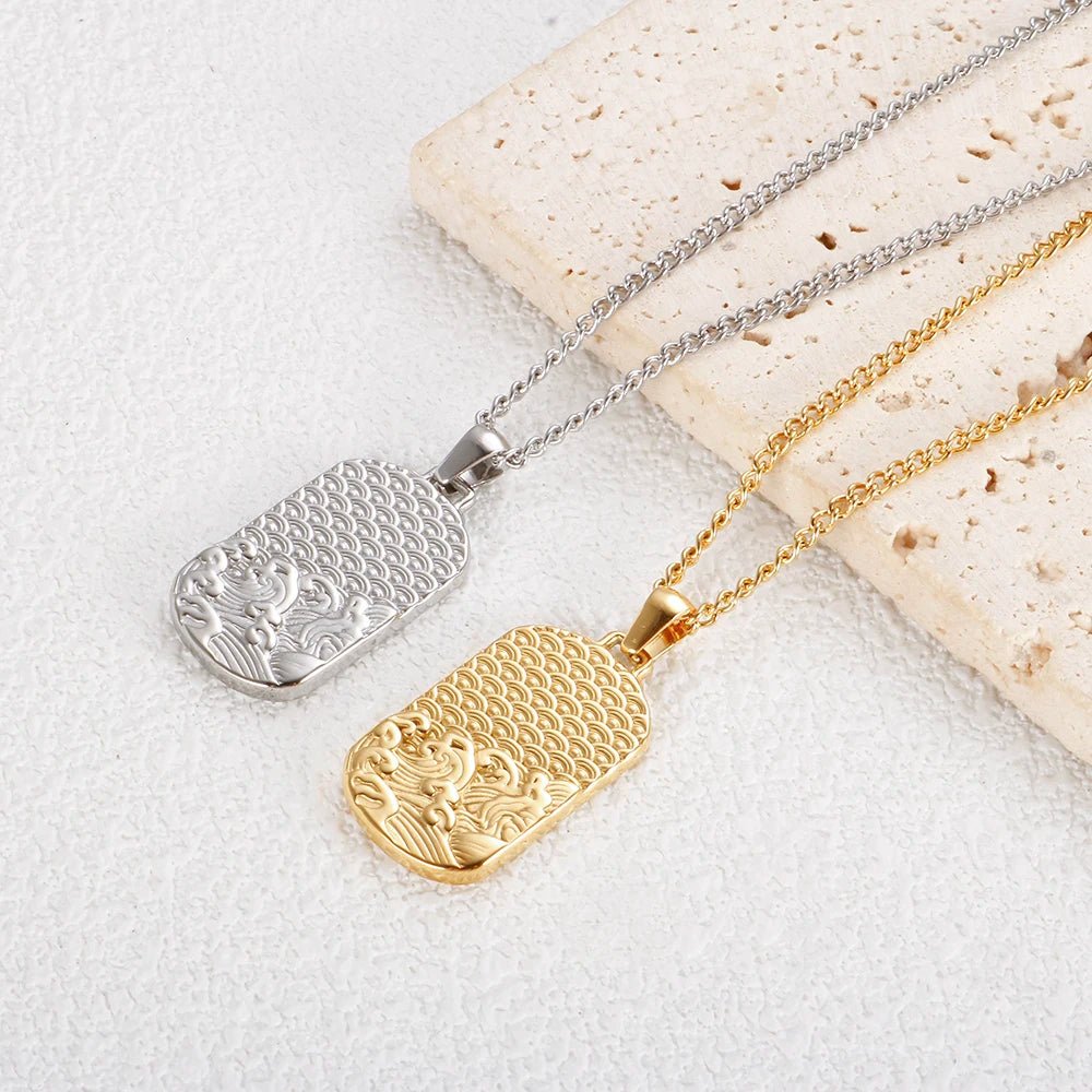Square Pendants Delicate Stainless Steel Chain Pendant Necklace For Women Necklace - memorylane shop
