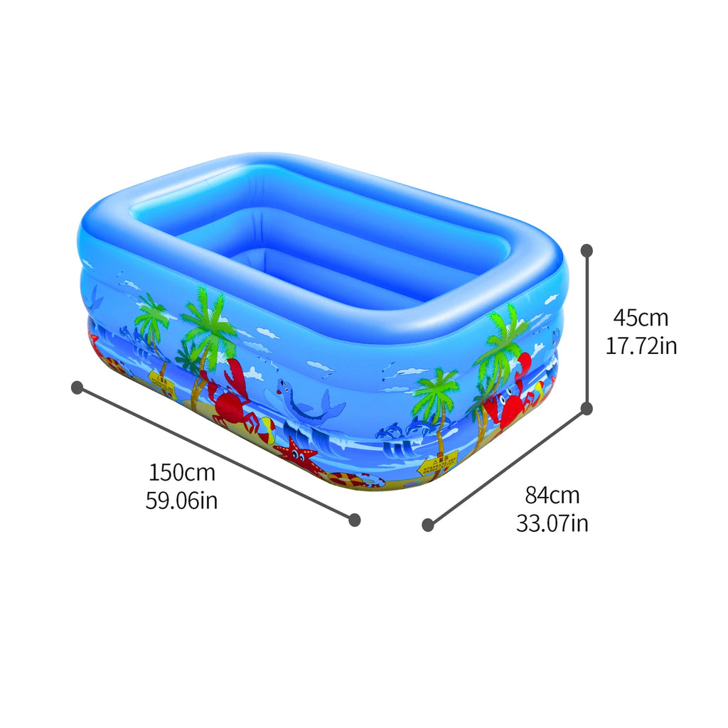 120cm~150cm Inflatable Ball Pit Pool for Kids, Toddlers, Blow Up PVC Swimming Pool for Indoor Outdoor Water Party Backyard, Blue