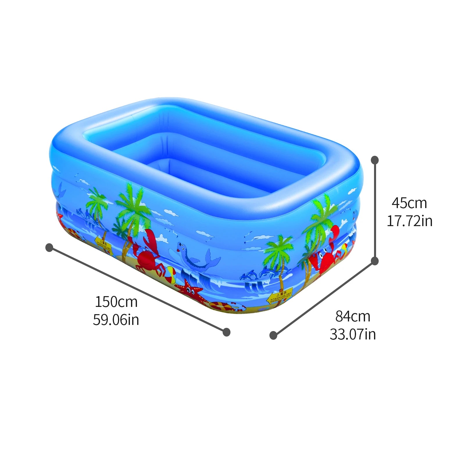 120cm~150cm Inflatable Ball Pit Pool for Kids, Toddlers, Blow Up PVC Swimming Pool for Indoor Outdoor Water Party Backyard, Blue