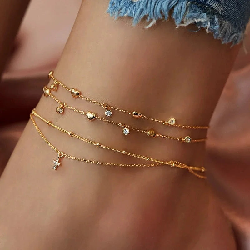 Hot selling minimalist ankle chain Bohemian style women's chain foot summer beach barefoot sandals ankle fashion jewelry