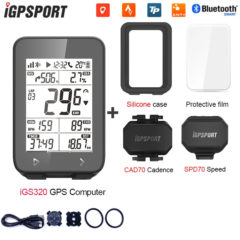IGPSPORT iGS320 TYPE-C Blu5.0 ANT+ long battery 2.4 inch Outdoor Gps Bike Computer Navigation Tracking Wireless Speedometer