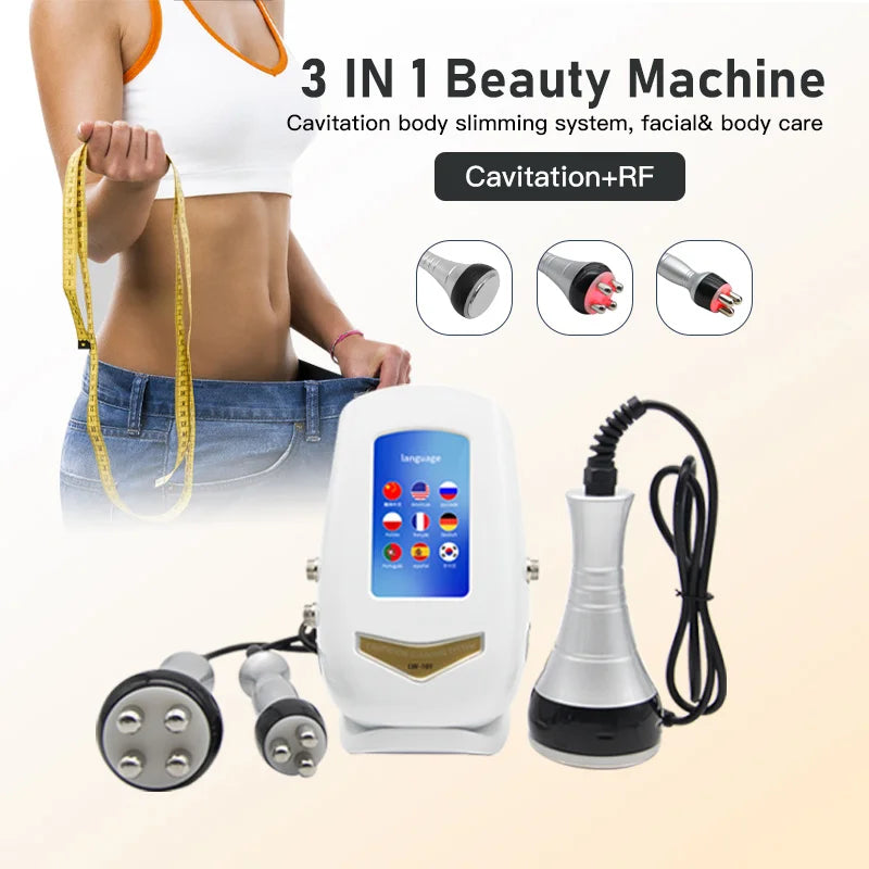 40K 3-in-1 Ultrasonic Body Shaping Instrument Negative Pressure Slimming Beauty Massage  Facial Care Beauty Salon Dedicated