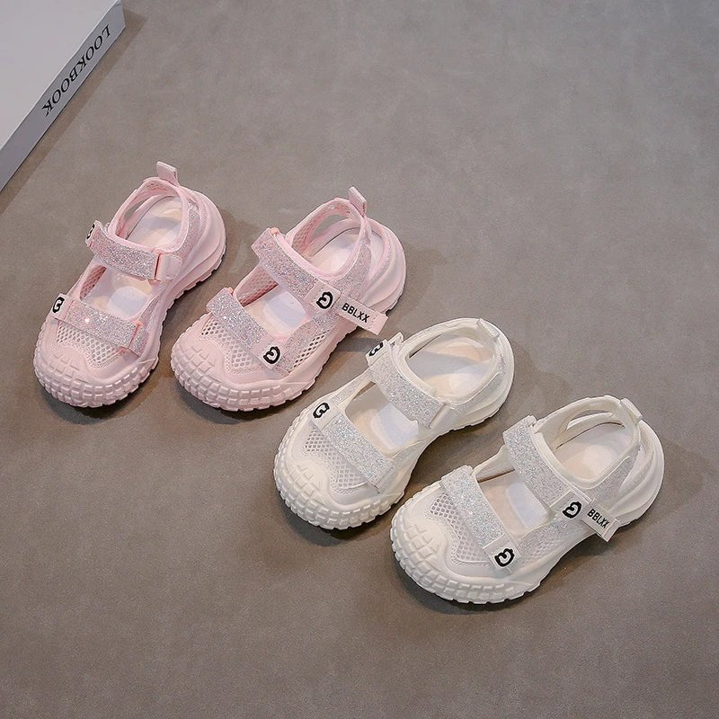 Summer Girls' Sports Sandals Comfortable and Soft Non - Slip and Breathable Outdoor Sports Sandals with Rhinestone Decorations - memorylane shop