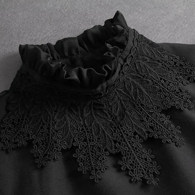Fashion 2025 Front Tie White Fake Collar for Women Stand Detachable Collar Fake Girls Vintage Lace Ladies False Blouse Collar - memorylane shop