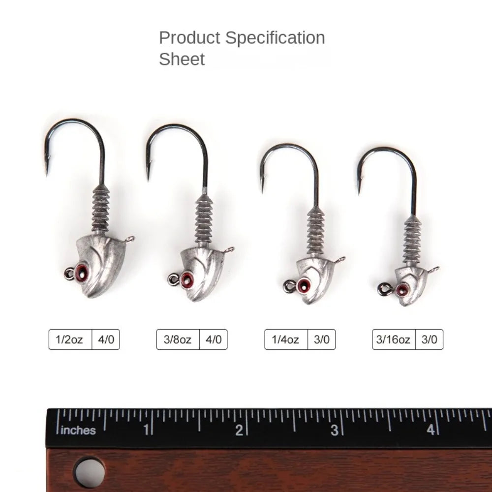 15PCS Swimbait Hook Jig Head High Strength Fishing Worm Lure Hooks For Seawater Freshwater Fishhook Fishing Tackle Luminous Eyes