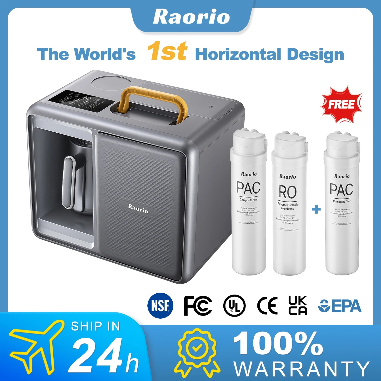 Raorio Camping Water Drinking Filter Outdoor Intelligent ReverseOsmosis System Portable Heating Water 5 Stage RO&UV Purification