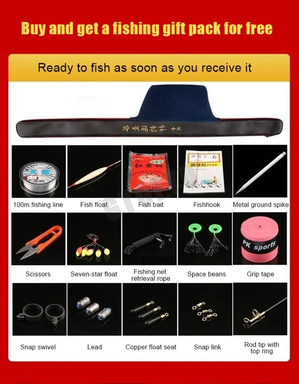 High Carbon Variable 4.5 - 10M Multi Positioning Hollow Fishing Rod and Reel Combo Set Ultralight Superhard Stream Hand Pole Set - memorylane shop