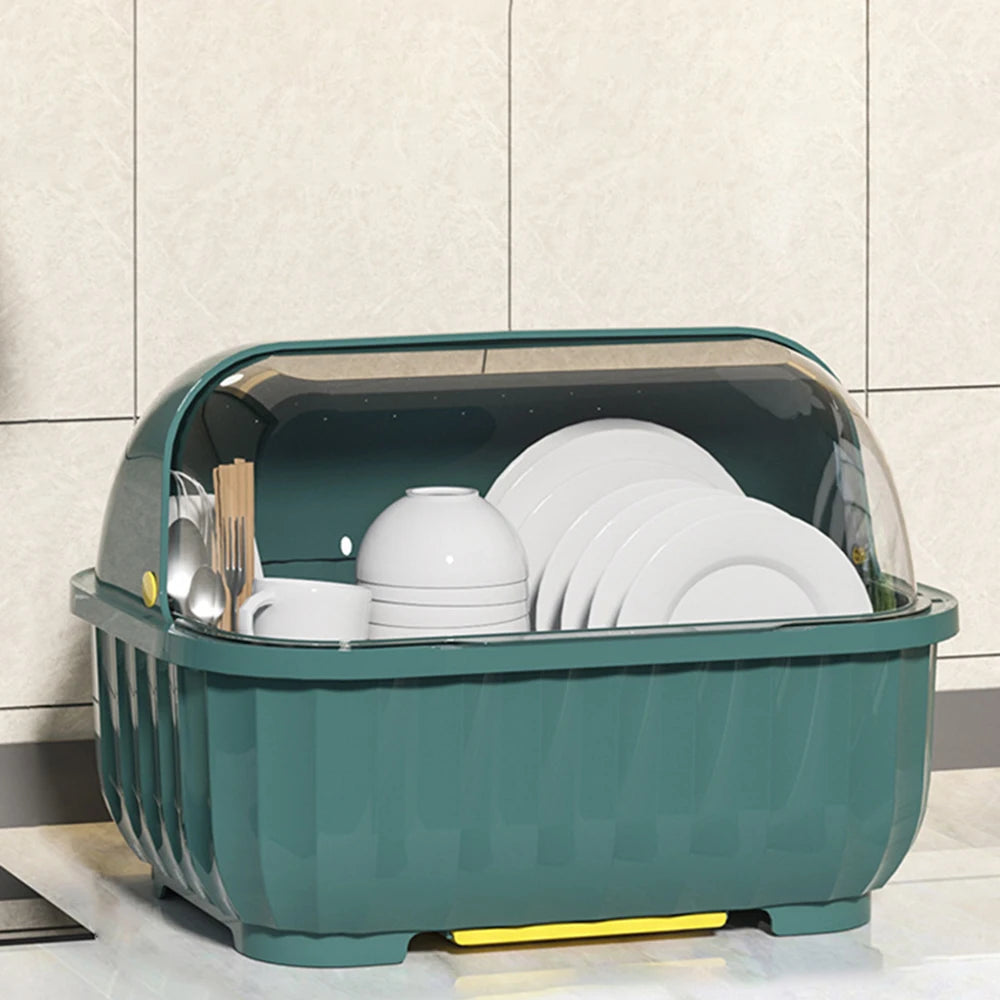 Kitchen Dish Drain Cabinet with Lid – Tableware & Chopstick Storage Box