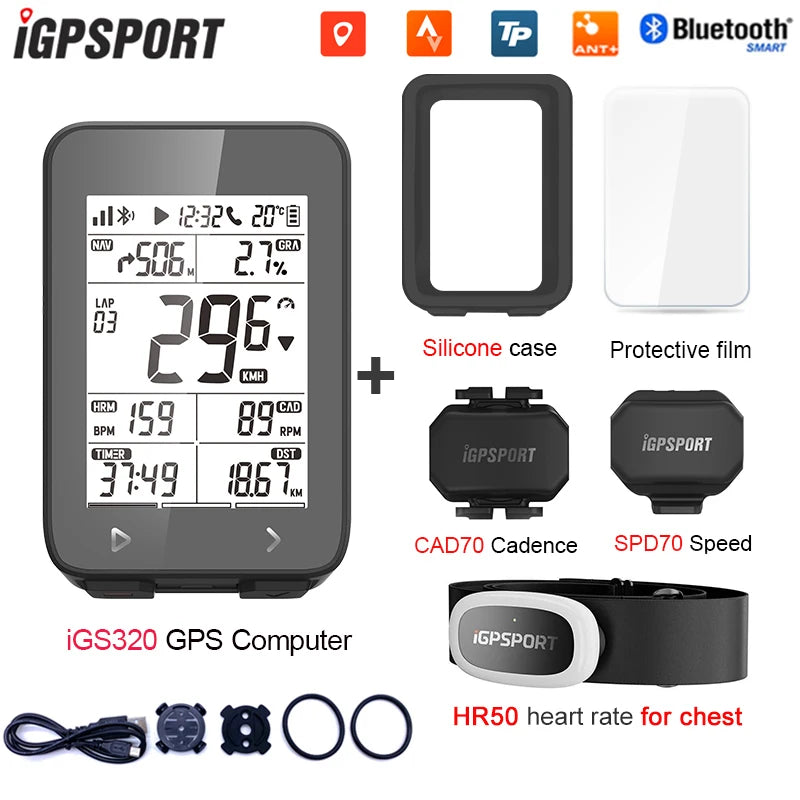 IGPSPORT iGS320 TYPE-C Blu5.0 ANT+ long battery 2.4 inch Outdoor Gps Bike Computer Navigation Tracking Wireless Speedometer