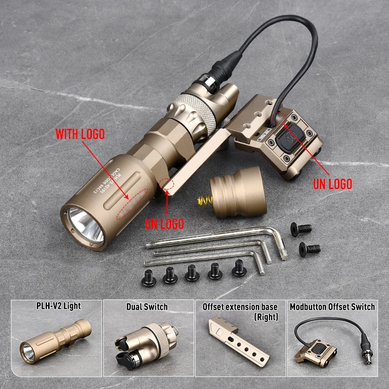 Tactical PLHV2 Flashlight High Power Scout Light Modlit PLH-V2 Hunting Weapon1 Lamp UNIT Offset Switch For 20mm Picatinny Rail
