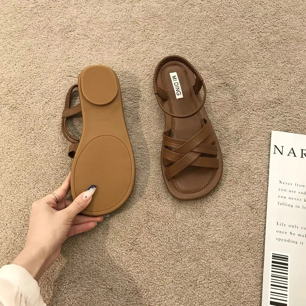 Summer Sandals New Fashion Simple Women Shoes Soft Comfort Versatile Flat Shoe Beach Retro Daily Roman Shoes Босоножки Женские