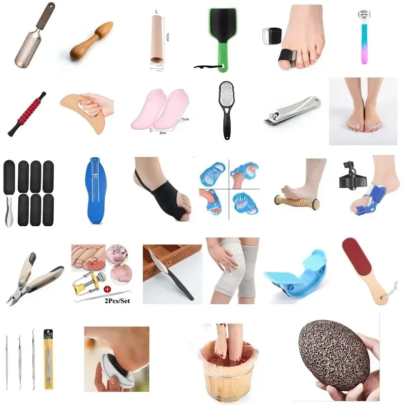 Foot Care Tools - Pedicure Dead Skin and Callus Remover, Foot Scrubber with Sandpaper and Wooden Handle