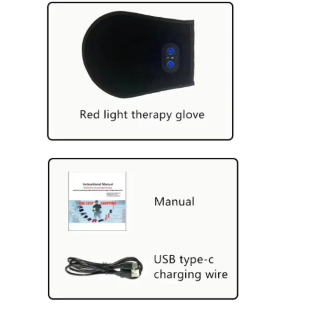 Wireless Red Light Therapy Glove for Hands，660&850 nm Near-Infrared light Pain Relief for Arthritis, Carpal Tunnel, Sore Muscles