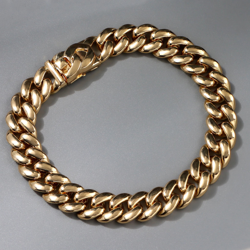 Summer 14MM Chunky Cuban Anklet For Women Gold - plated Rhombus Cuban Link Chain Anklets Beach Sandals Jewelry New - memorylane shop