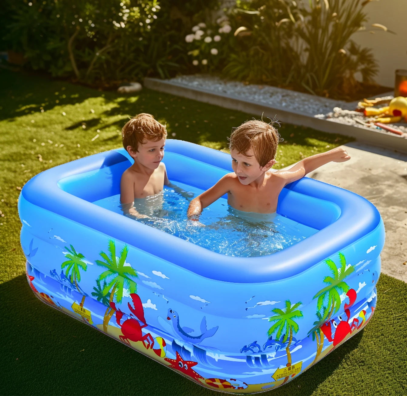 120cm~150cm Inflatable Ball Pit Pool for Kids, Toddlers, Blow Up PVC Swimming Pool for Indoor Outdoor Water Party Backyard, Blue