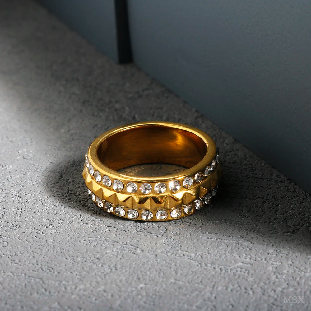 Stainless Steel Zircon Ring for Women – Waterproof Romantic Jewelry