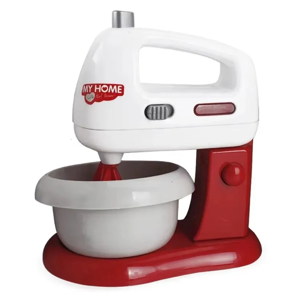Red and white kitchen mixer with 'My Home' branding on a white background