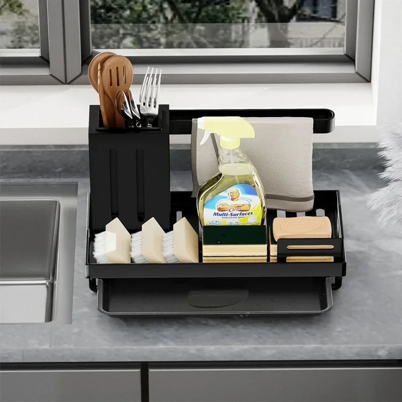 Stainless Steel Kitchen Sink Organizer – Sponge Holder & Dish Drying Rack