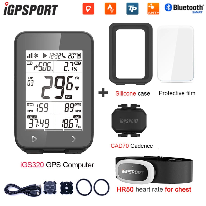 IGPSPORT iGS320 TYPE-C Blu5.0 ANT+ long battery 2.4 inch Outdoor Gps Bike Computer Navigation Tracking Wireless Speedometer