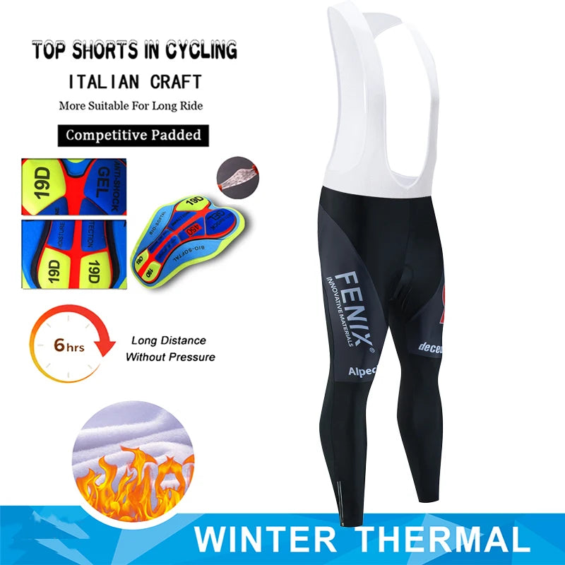 Alpecin Cycling Pants Winter Fleece Thermal Cycling Tights Men Cycling Bib Pants Windproof Bike Long Trousers MTB 19D GEL Padded