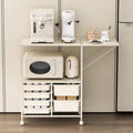 Kitchen Island Cart with 6 Drawers – Rolling Sideboard Cabinet with Extended Desktop